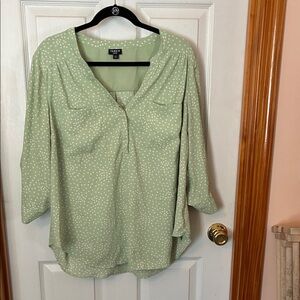 Torrid Light Green Polka Dot Blouse
